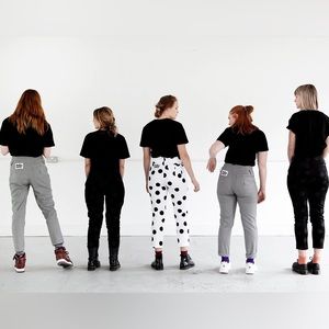 NWT polka pants tailored chef trouser BLACK